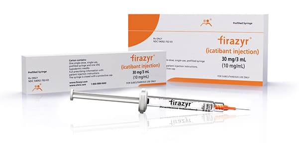 FIRAZYR® product packaging, plus prefilled, single-use syringe.
