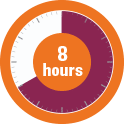 8 hours stopwatch representing FIRAZYR® (icatibant injection) clinical trial symptom relief.